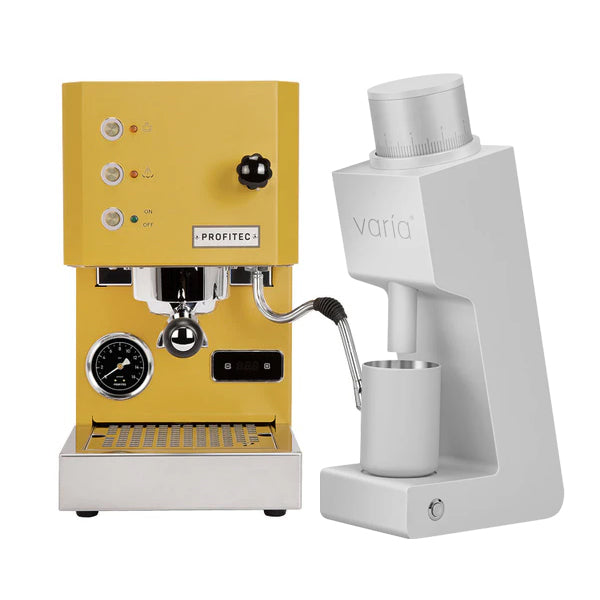 Profitec GO Coffee Machine Yellow Bundle with Silver VS3