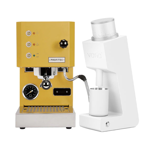 Profitec GO Coffee Machine Mustard Yellow Bundle with White Varia VS3