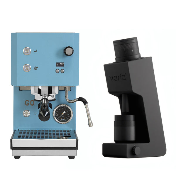 Profitec GO 2.0 Sky Blue Varia VS4 Black Espresso Machine Bundle