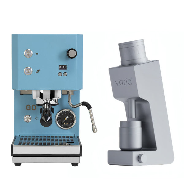 Profitec GO 2.0 Sky Blue Varia VS4 Silver Espresso Machine Bundle