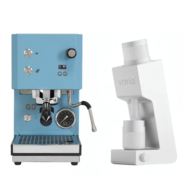 Profitec GO 2.0 Sky Blue Varia VS4 White Espresso Machine Bundle
