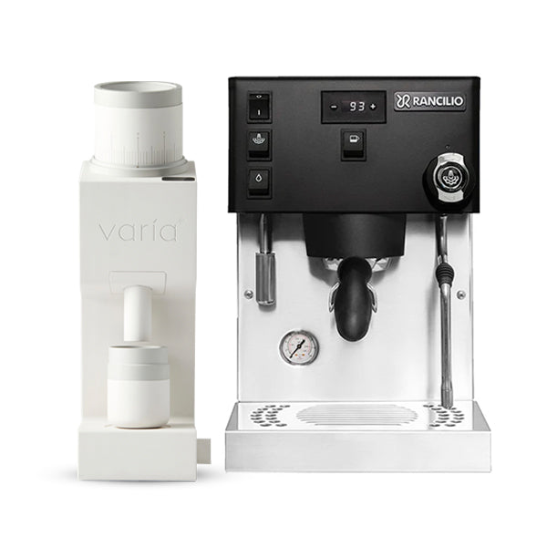 Rancilio Silvia ProX Coffee Machine Bundle Black with Varia VS6 White