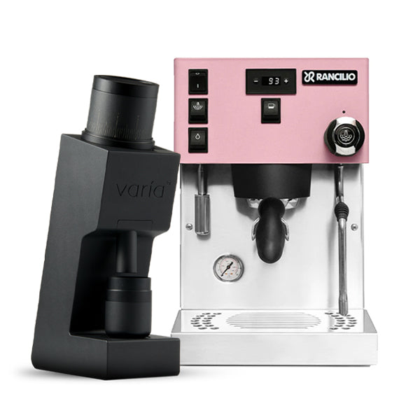 Rancilio Silvia ProX Coffee Machine Bundle Pink with Varia VS6 Black