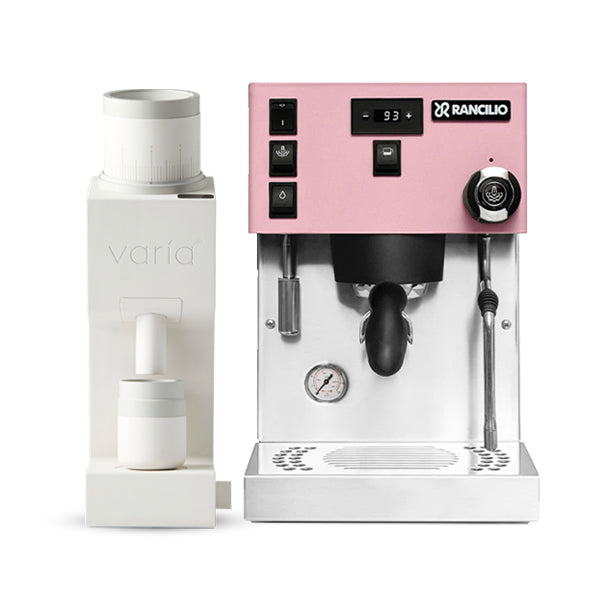 Rancilio Silvia ProX Coffee Machine Bundle Pink with Varia VS6 White