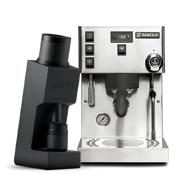 Rancilio Silvia ProX Coffee Machine Bundle Stainless with Varia VS6 Black