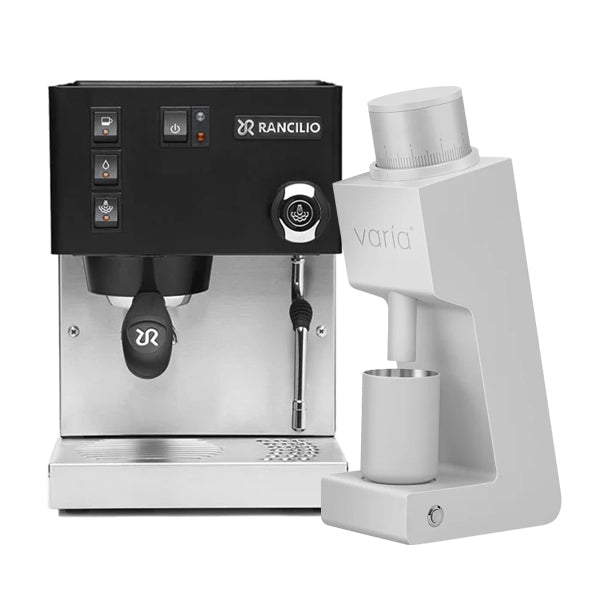 Rancilio Silvia V6 Coffee Machine Black Bundle with VS3 Silver