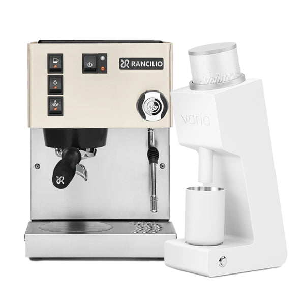 Rancilio Silvia V6 Coffee Machine White Bundle with Varia VS3 White 