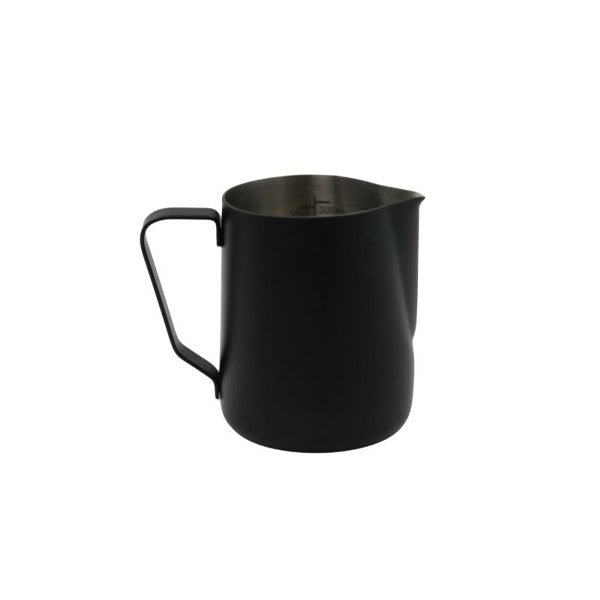 Rhino Pro Stealth Pitcher Black 12oz non stick milk jug with laser etched fill lines for accurate texturing