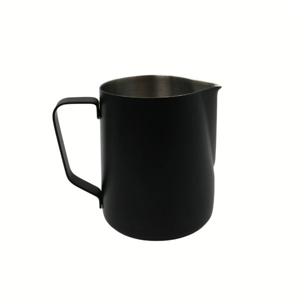Rhino Pro Stealth Pitcher Black 20oz non stick milk jug with ergonomic handle and latte art spout