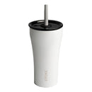 Sttoke 20oz straw cup Angel White reusable iced coffee cup with ceramic lining and straw lid