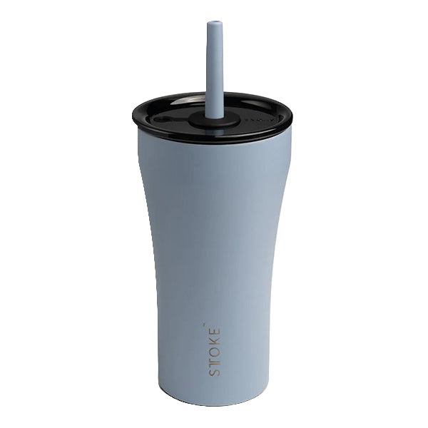 Sttoke 20oz straw cup Bondi Blue reusable iced coffee cup with ceramic lining and straw lid