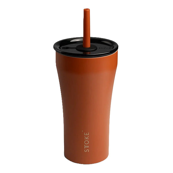 Sttoke 20oz straw cup Desert Sunburst reusable iced coffee cup with ceramic lining and straw lid