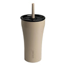 Sttoke 20oz straw cup Mousse Taupe reusable iced coffee cup with ceramic lining and straw lid
