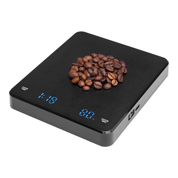 Ten Mile Coffee Brewing Scale Black 2kg precision scale with 0.1g accuracy and built in timer for espresso and pour over brewing