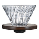 Hario V60 Glass Coffee Dripper with Walnut Wood Base, Size 02 Edition