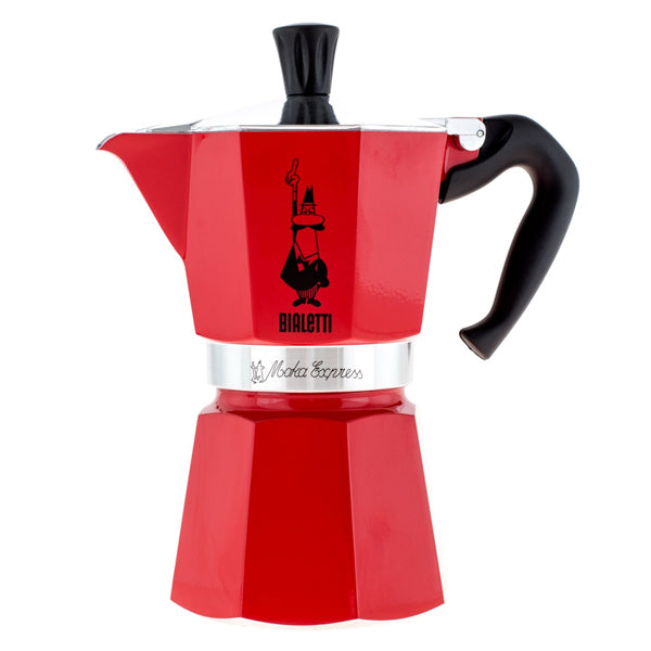 Red 6 Cup Bialetti Moka Express