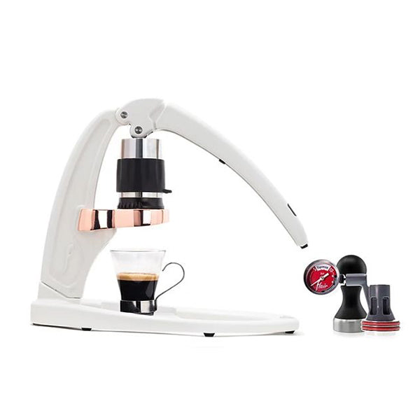 Flair Espresso Maker Signature with Pressure Gauge Kit - White