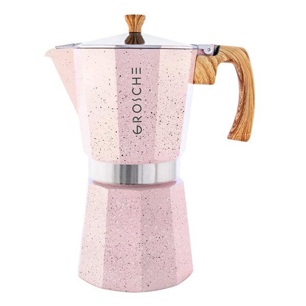 GROSCHE Milano Stovetop Espresso Maker - Stone Pink 9 Cup