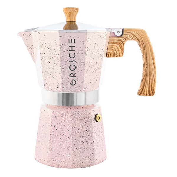 GROSCHE Milano Stovetop Espresso Maker - Stone Pink 6 cup