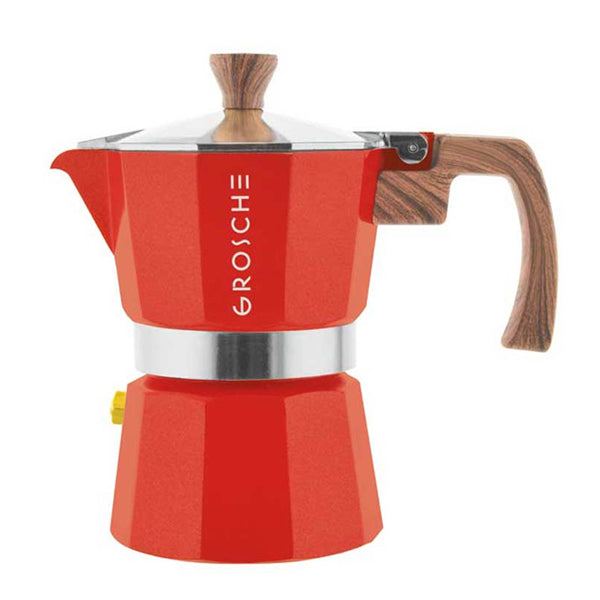 GROSCHE Milano Stovetop Espresso Maker 3 cup red