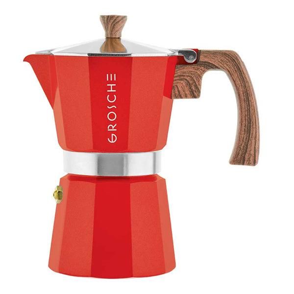 GROSCHE Milano Stovetop Espresso Maker 6 cup red