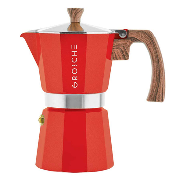 GROSCHE Milano Stovetop Espresso Maker 9 cup red