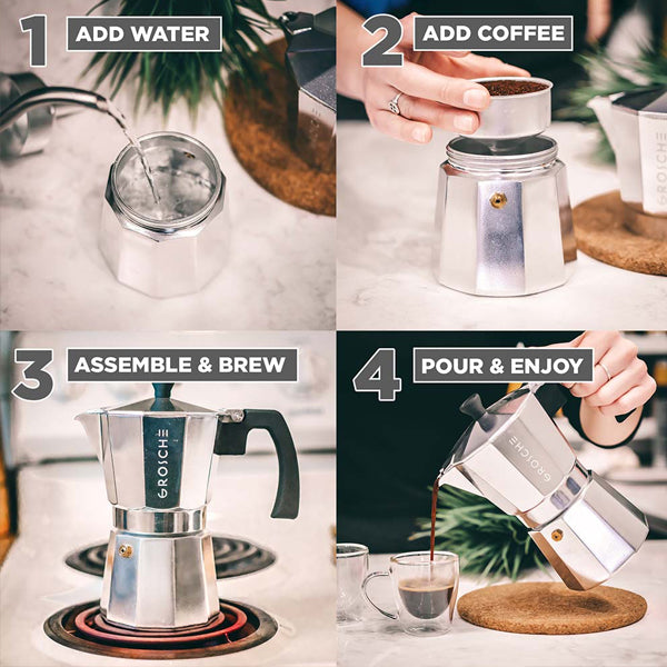 How to use GROSCHE Milano Stovetop Espresso Maker