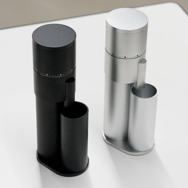 Option-O Lagom Mini Coffee Grinder Silver and Black