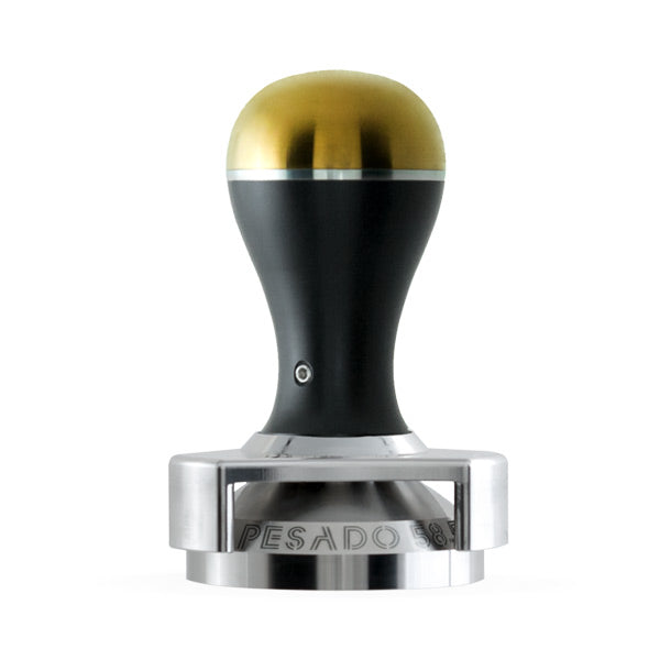 PESADO 58.5 Metal Tamper Black Gold 58.5mm w/ Depth Adjuster