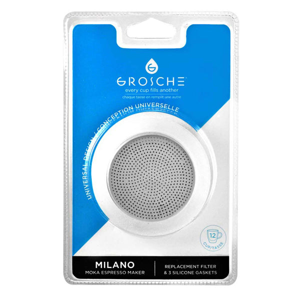 GROSCHE Stovetop Espresso Silicone Seals and Filter 12 cup