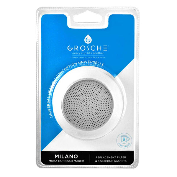 GROSCHE Stovetop Espresso Silicone Seals and Filter 9 cup
